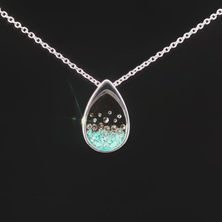 Teardrop Cathedral Rock & Turquoise Necklace with Diamonds