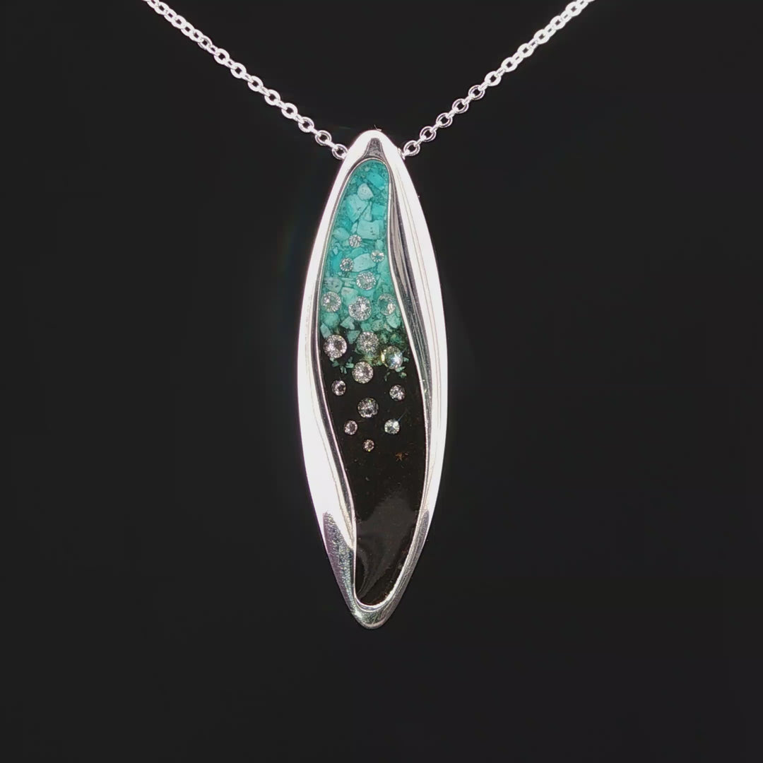Ocean Current Cathedral Rock & Turquoise Necklace with Diamonds