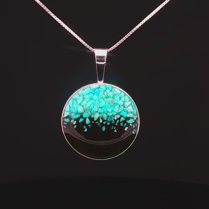 Marina Turquoise and Cathedral Rock Charged Necklace Sterling Silver Pendant