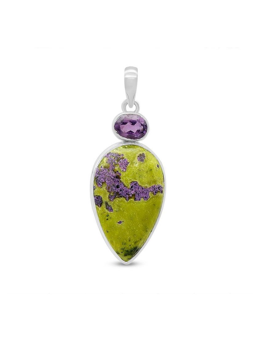 Atlantasite with Amethyst Sterling Silver Pendant