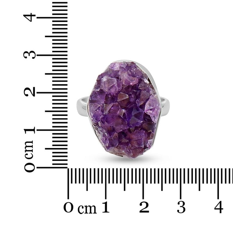 Amethyst Drusy Sterling Silver Ring