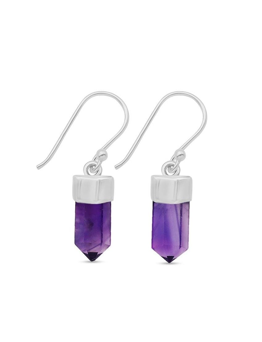 Amethyst Point Sterling Silver Earrings