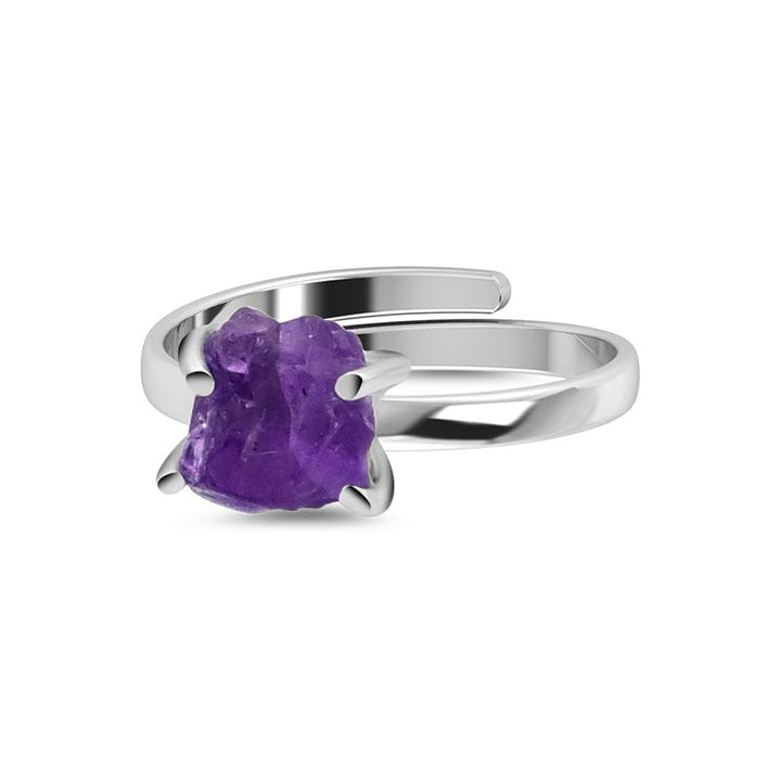 Sterling Silver Raw Amethyst Ring