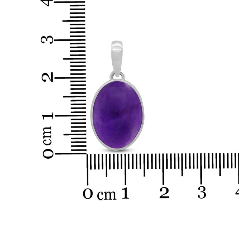Amethyst Sterling Silver Oval Pendant