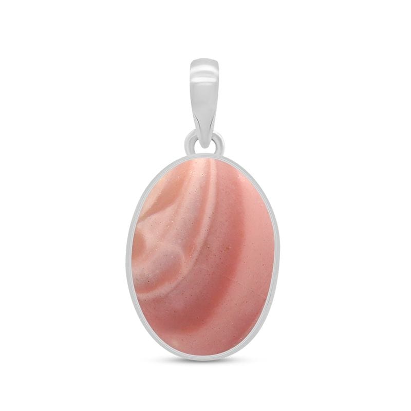 Pink Opal Sterling Silver Pendant - Oval