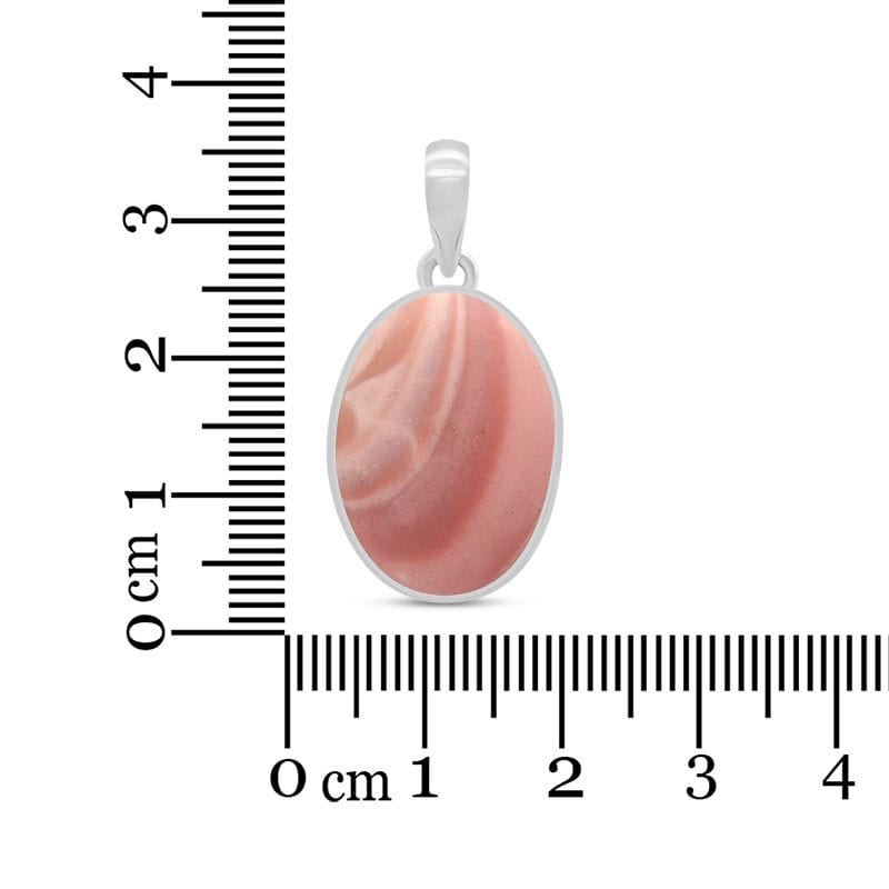 Pink Opal Sterling Silver Pendant - Oval