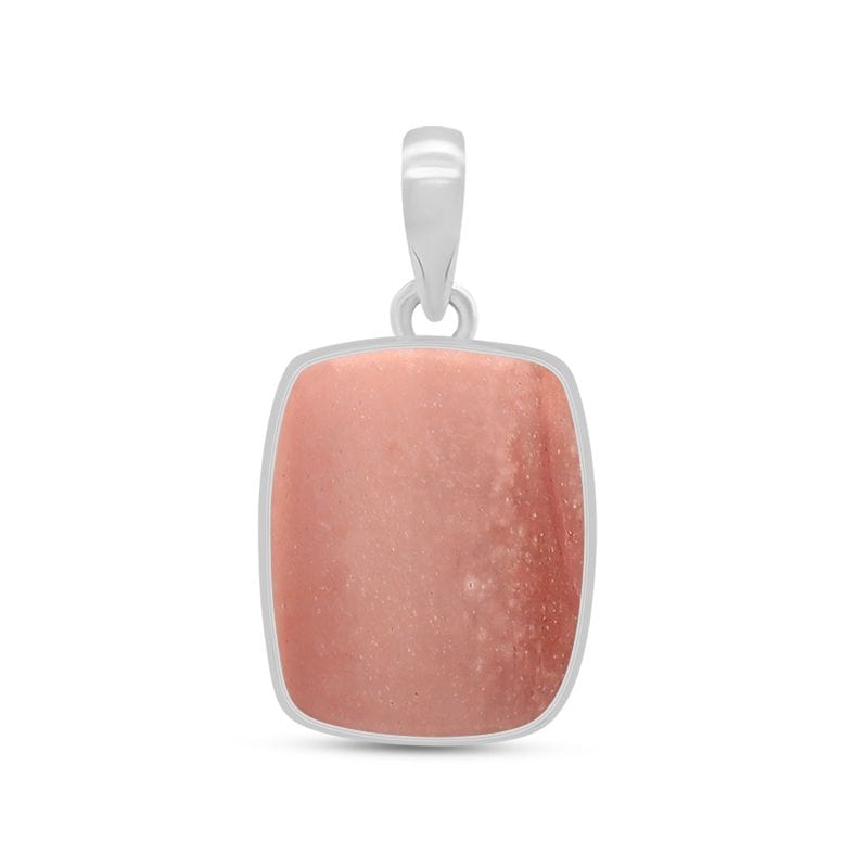 Pink Opal Sterling Silver Pendant - Rectangular