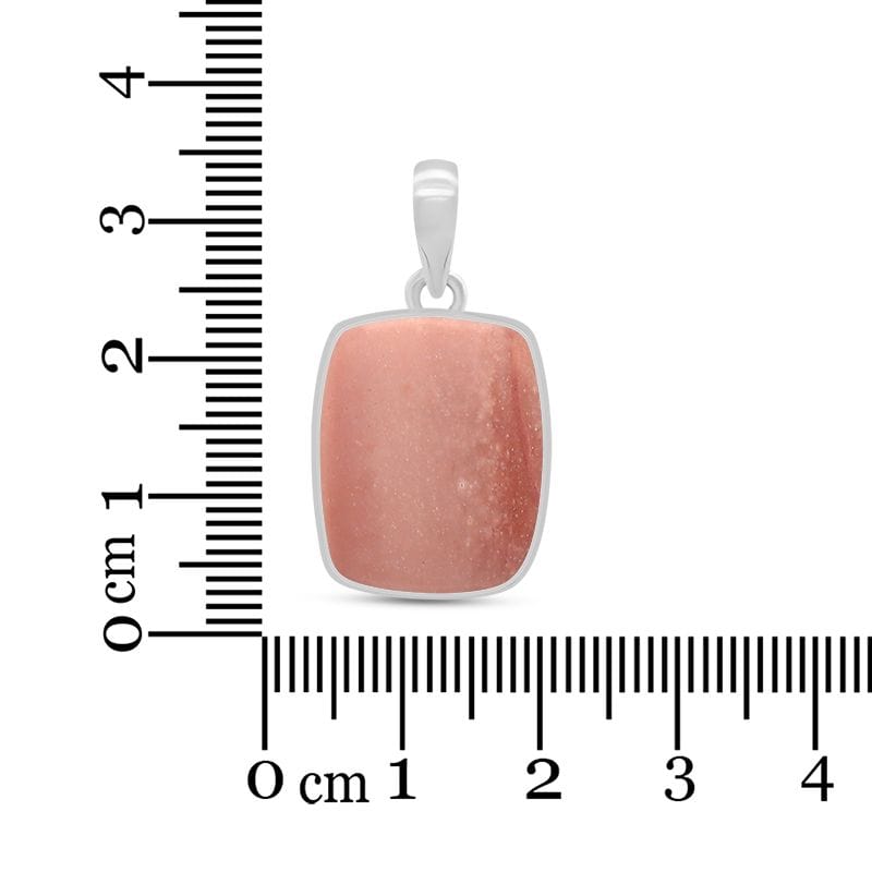 Pink Opal Sterling Silver Pendant - Rectangular