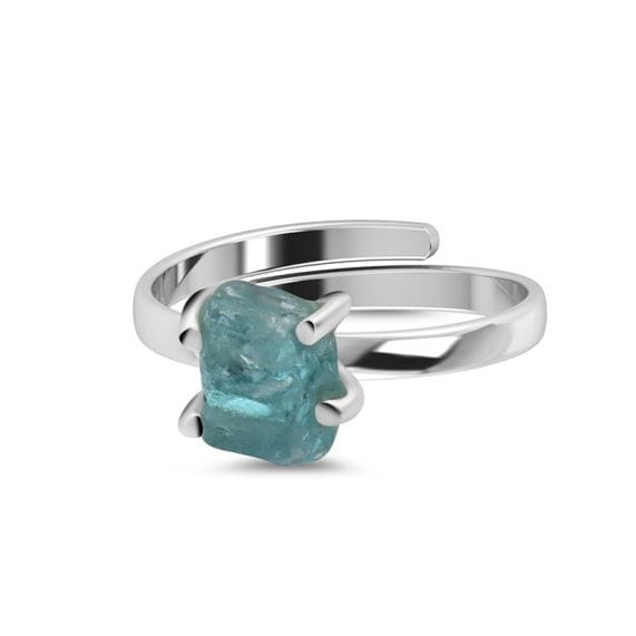 Raw Stone Aquamarine Sterling Silver Ring