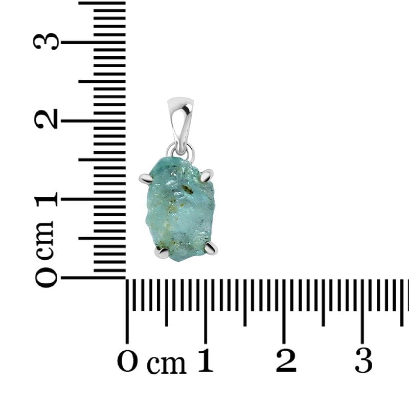Raw Stone Aquamarine Sterling Silver Pendant