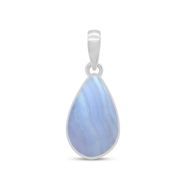 Blue Lace Agate Sterling Silver Pendant - Teardrop