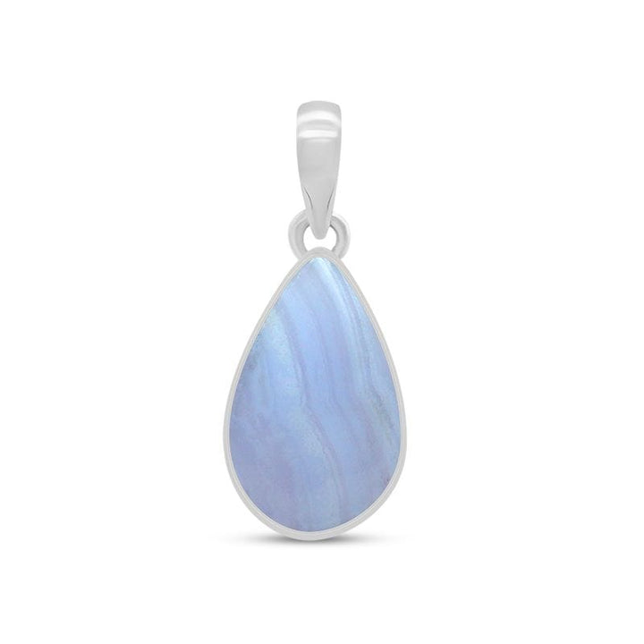 Blue Lace Agate Sterling Silver Pendant - Teardrop