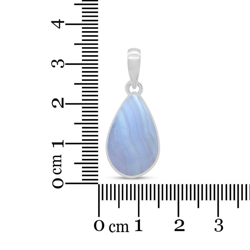 Blue Lace Agate Sterling Silver Pendant - Teardrop