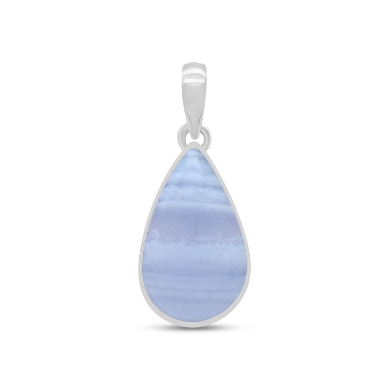 Blue Lace Agate Sterling Silver Pendant - Teardrop