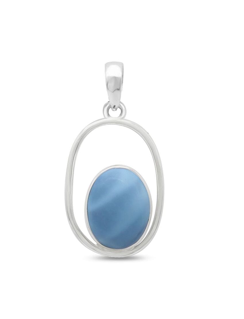 Blue Opal Sterling Silver Pendant - Oval