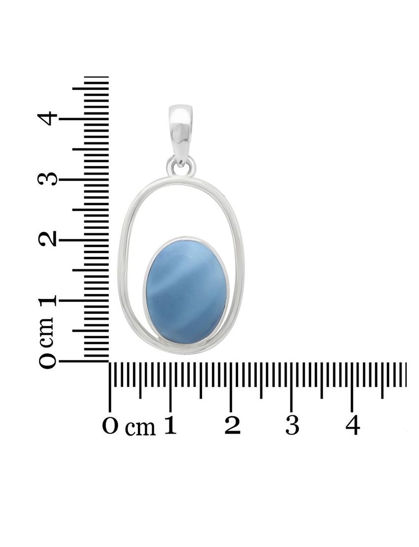 Blue Opal Sterling Silver Pendant - Oval
