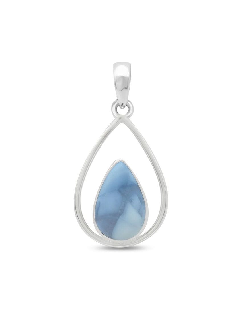 Blue Opal Sterling Silver Pendant - Teardrop