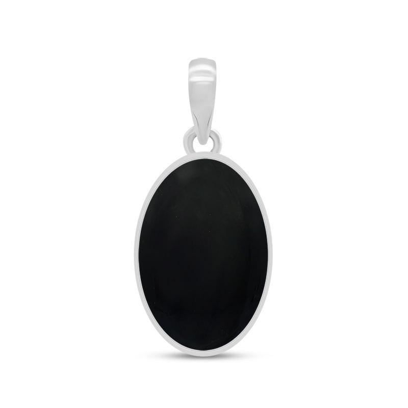 Black Onyx Sterling Silver Pendant - Oval