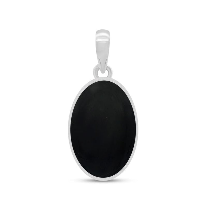 Black Onyx Sterling Silver Pendant - Oval