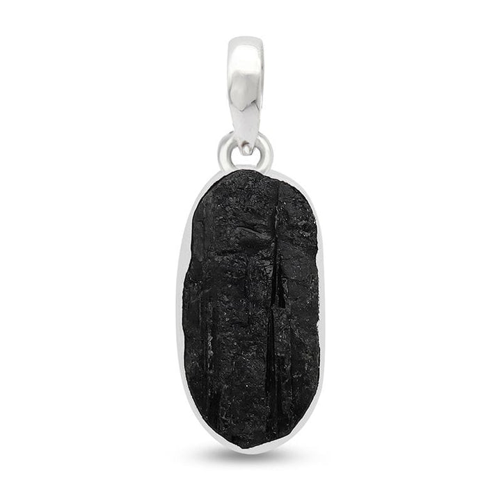 Raw Black Tourmaline Sterling Silver Pendant