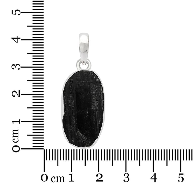 Raw Black Tourmaline Sterling Silver Pendant