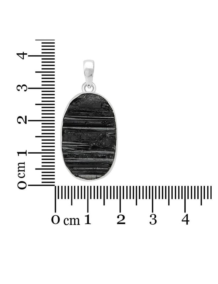 Raw Black Tourmaline Sterling Silver Pendant