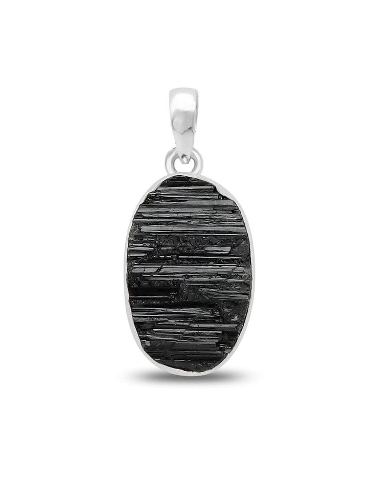 Raw Black Tourmaline Sterling Silver Pendant