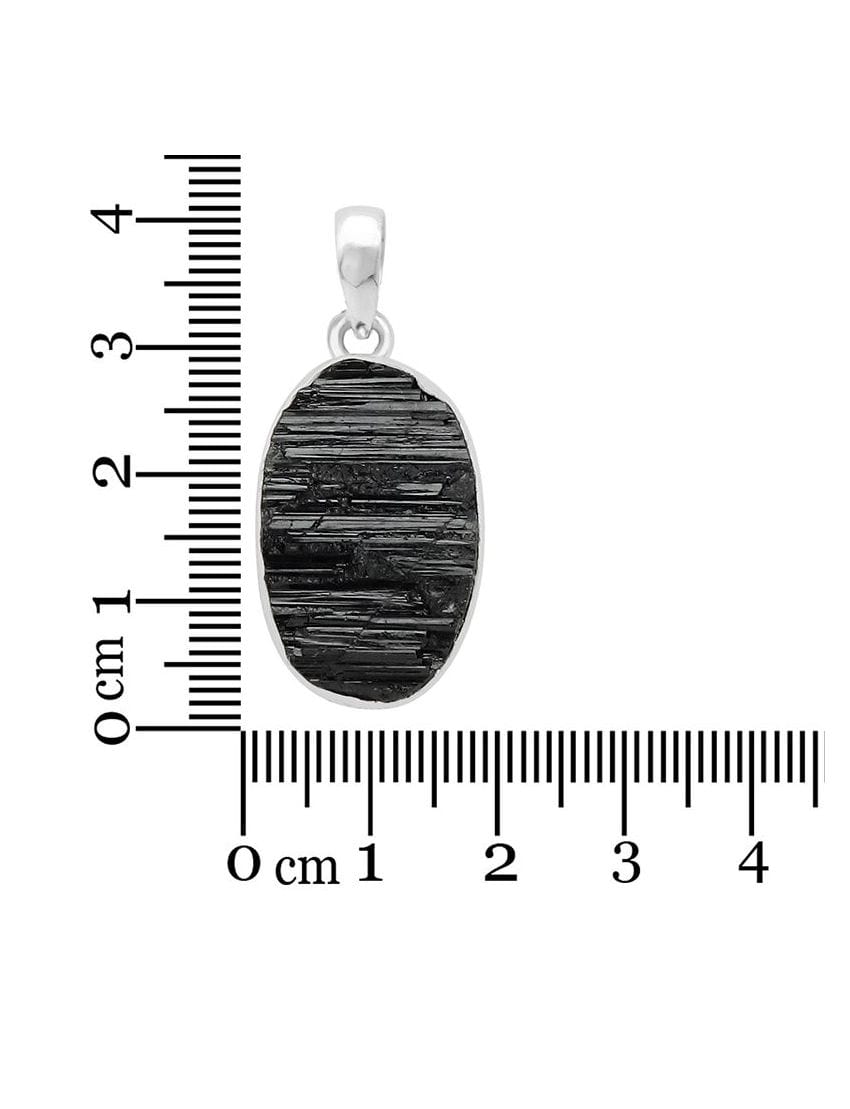 Raw Black Tourmaline Sterling Silver Pendant