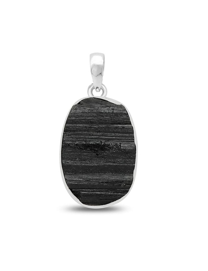 Raw Black Tourmaline Sterling Silver Pendant