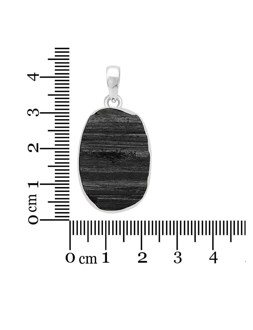 Raw Black Tourmaline Sterling Silver Pendant