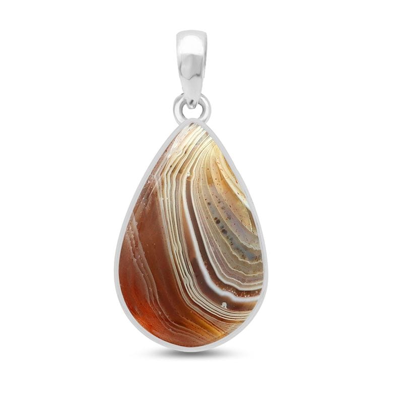 Botswana Agate Sterling Silver Pendant - Teardrop