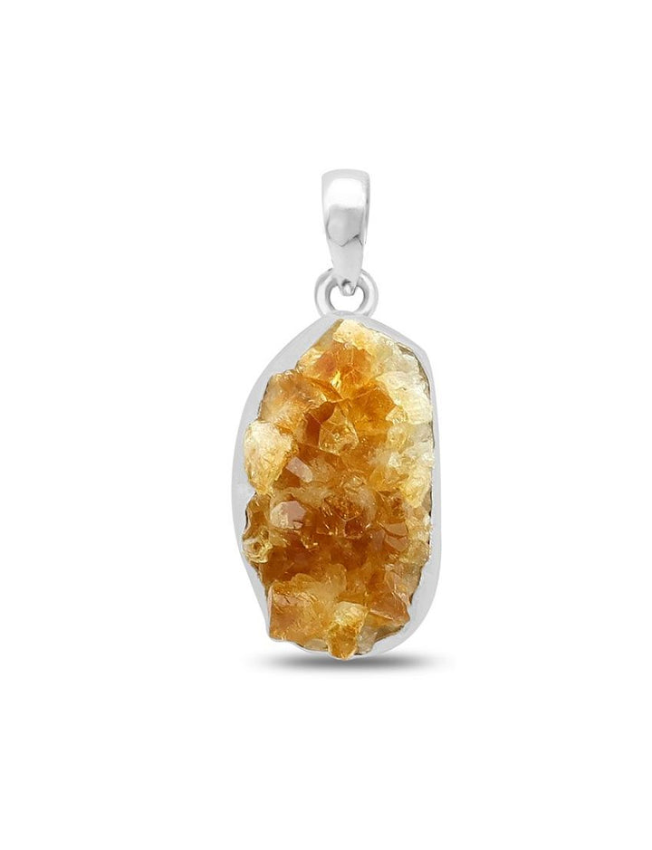 Citrine Drusy Sterling Silver Pendant - Raw Form