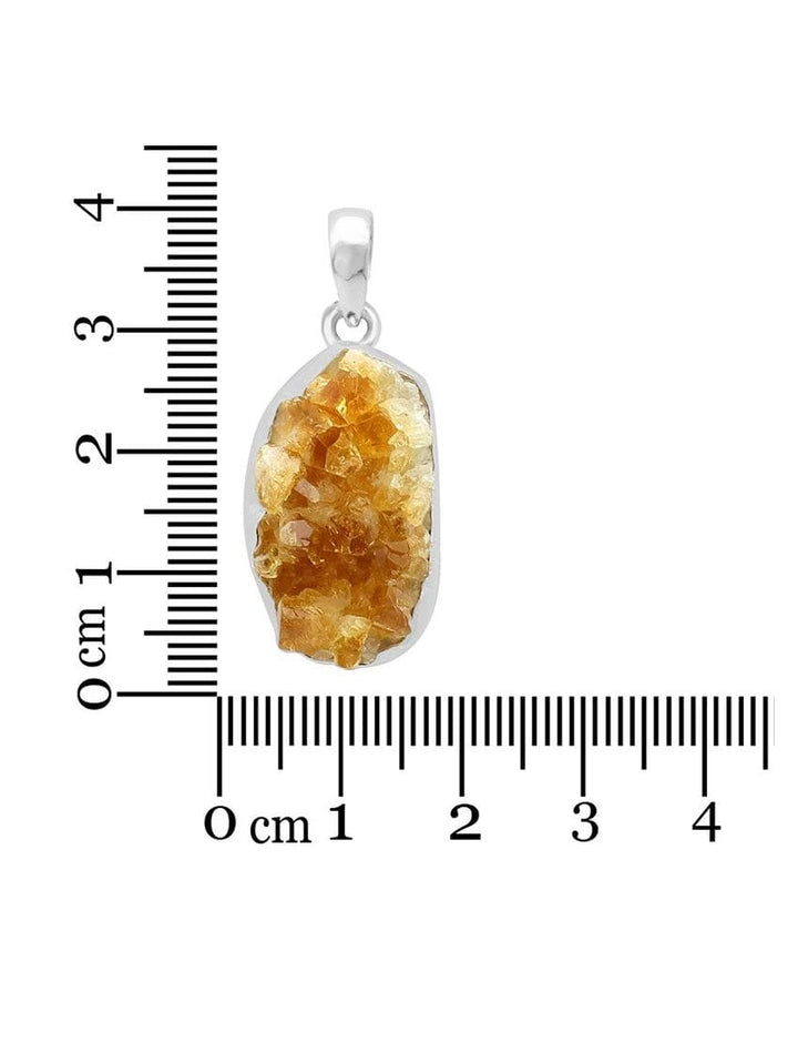 Citrine Drusy Sterling Silver Pendant - Raw Form