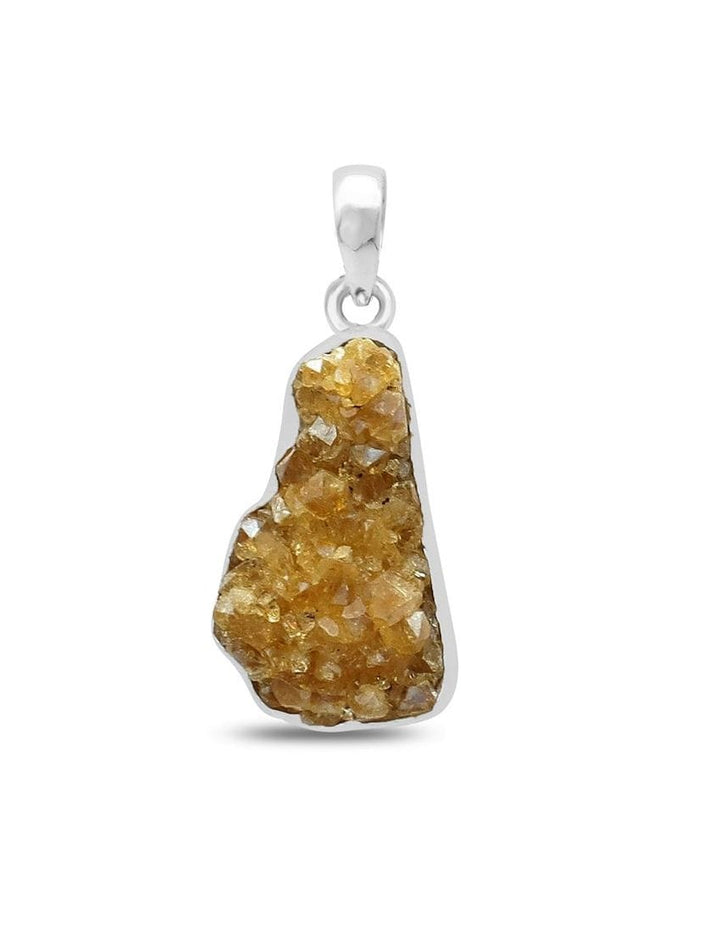 Citrine Drusy Sterling Silver Pendant - Raw Form