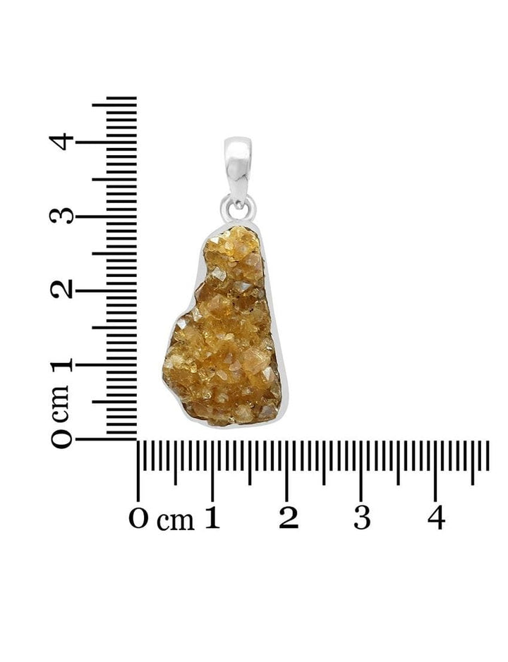 Citrine Drusy Sterling Silver Pendant - Raw Form