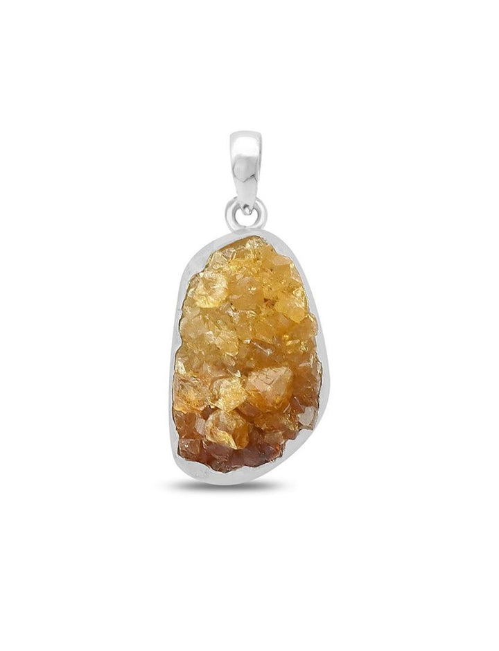 Citrine Drusy Sterling Silver Pendant - Raw Form