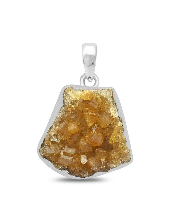 Citrine Drusy Sterling Silver Pendant - Raw Form