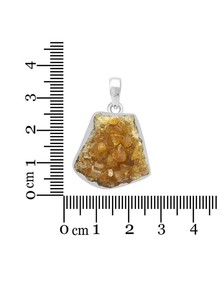 Citrine Drusy Sterling Silver Pendant - Raw Form