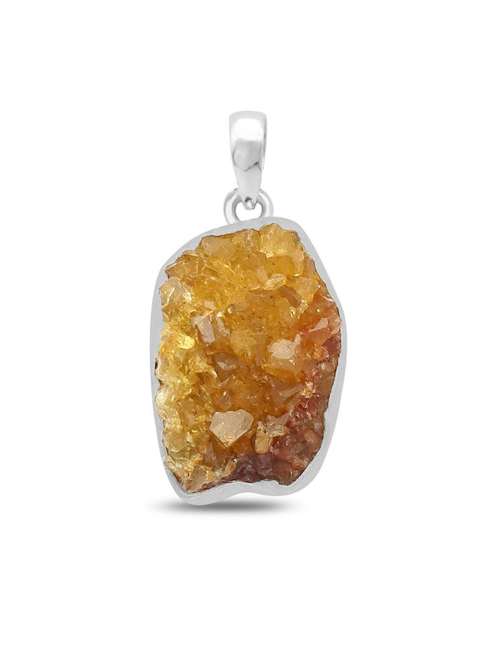 Citrine Drusy Sterling Silver Pendant - Raw Form