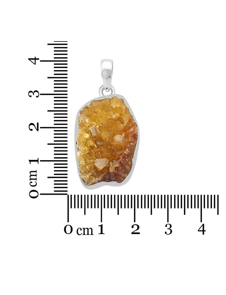 Citrine Drusy Sterling Silver Pendant - Raw Form