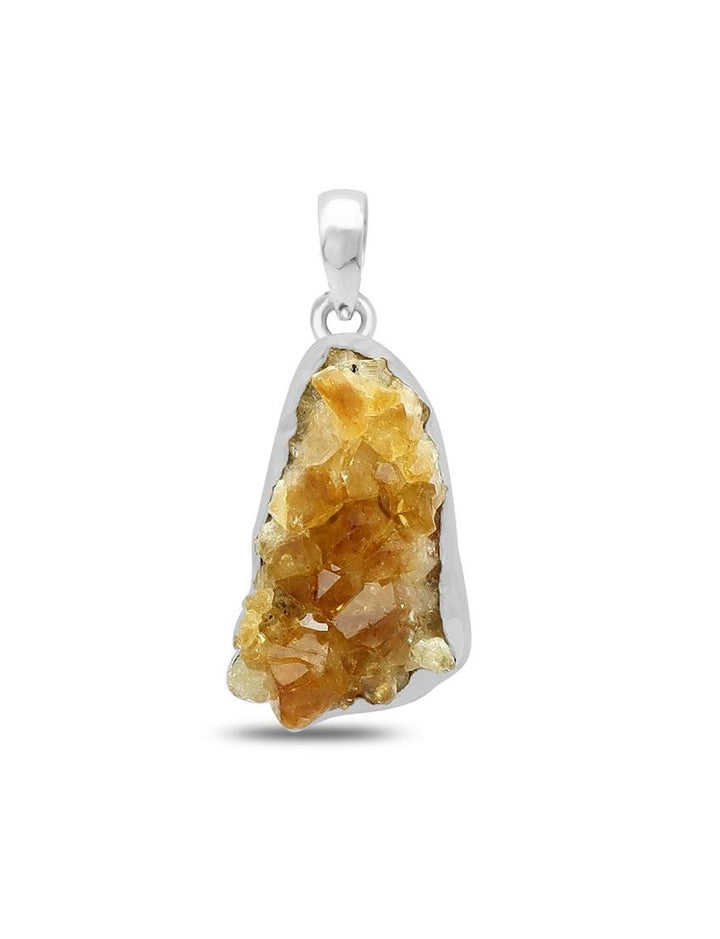 Citrine Drusy Sterling Silver Pendant - Raw Form