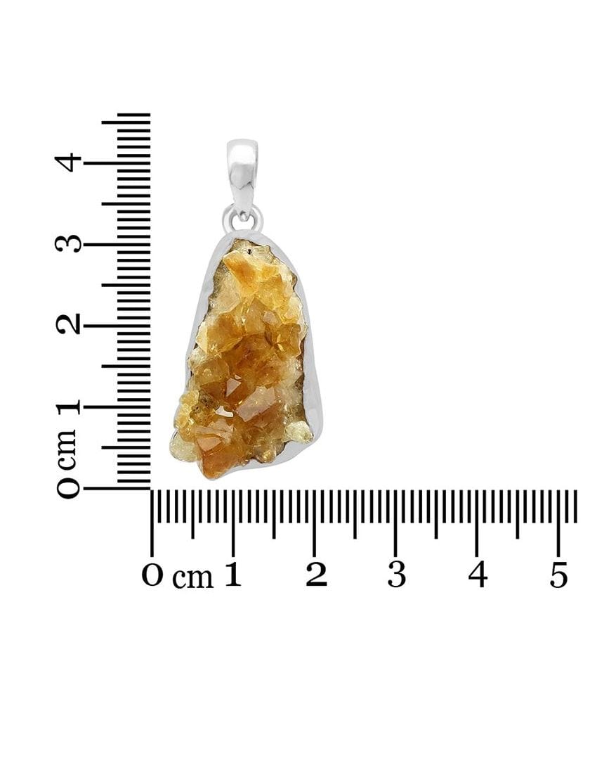 Citrine Drusy Sterling Silver Pendant - Raw Form