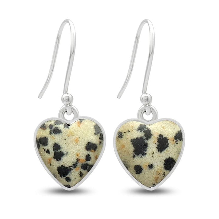 Dalmation Jasper Sterling Silver Earrings - Heart
