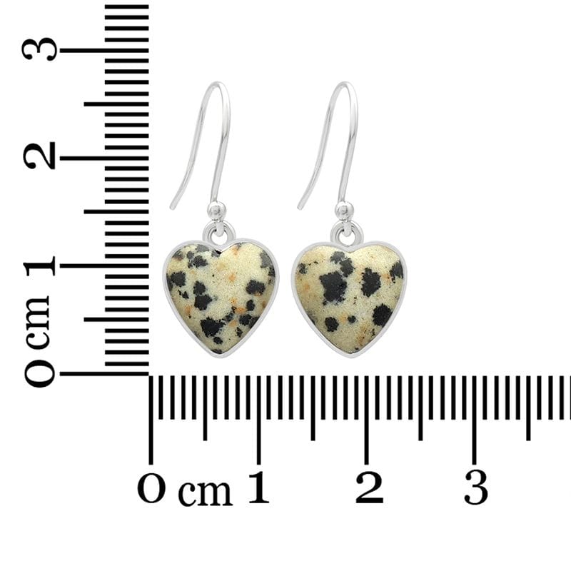 Dalmation Jasper Sterling Silver Earrings - Heart