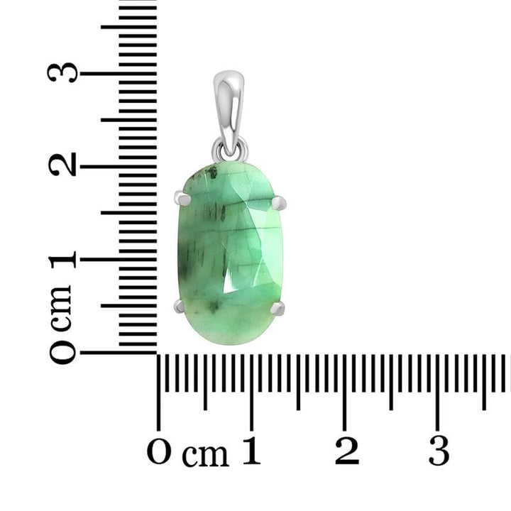 Emerald Sterling Silver Pendant - Faceted Oval Crystal