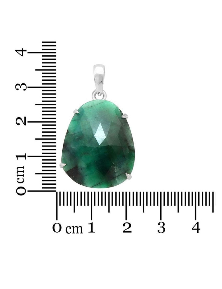 Emerald Sterling Silver Pendant - Faceted Crystal