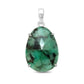 Emerald Sterling Silver Pendant - Faceted Oval