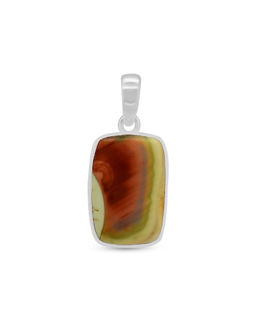 Imperial Jasper Sterling Silver Pendant - Rectangular Crystal
