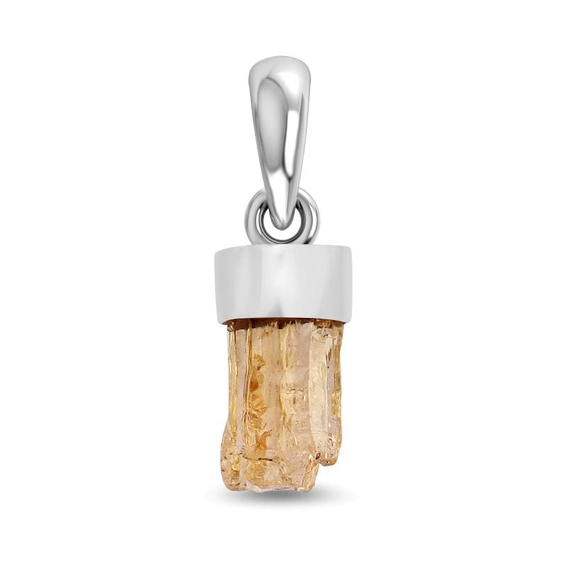 Imperial Topaz Sterling Silver Pendant - Rough Crystal