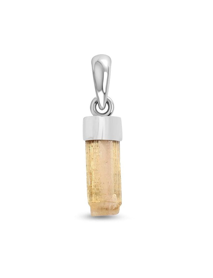 Imperial Topaz Sterling Silver Pendant - Rough Crystal